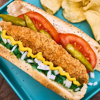 Chicken Tender Chicago Style Dog