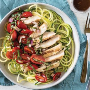 Sliced Chicken Breast on Zoodles