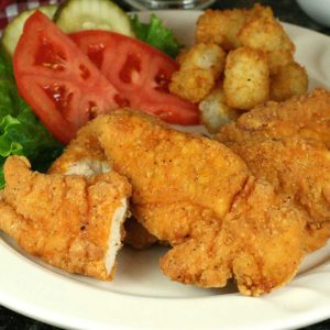 Gold'N'Spice<sup>®</sup> Breaded Medium, Line Flow Tenderloins, Fully Cooked</br><p style="font-size: small; color: #DF702D">Product Code: 5469</p>