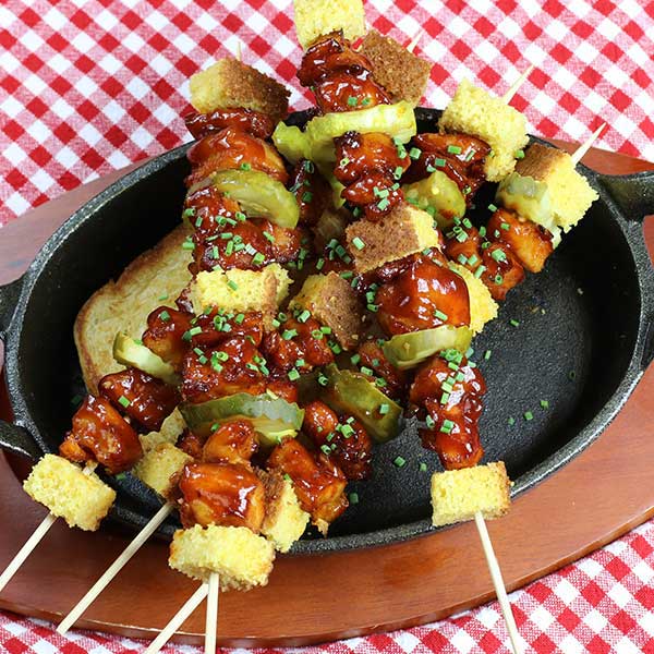 BBQ Chicken Cornbread Skewers