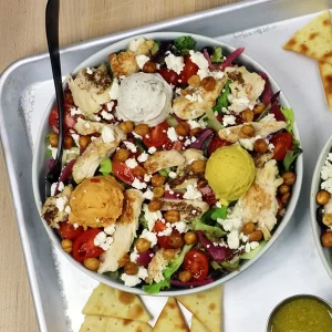 A Mediterranean-inspired chicken protein bowl