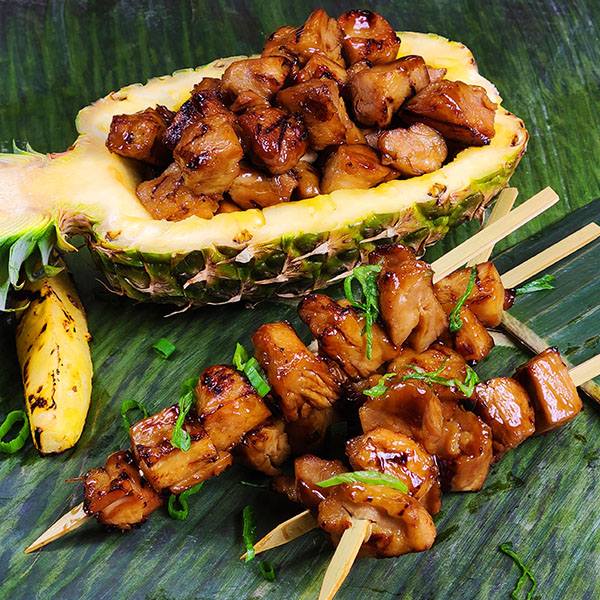 Huli Huli Chicken Skewers and Pineapple