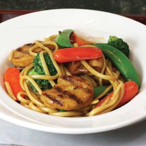 Chicken Nuggets, Noodles and Veggies in Sesame Sauce